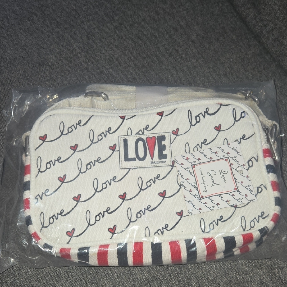 Love Print White and Red Women's Bag